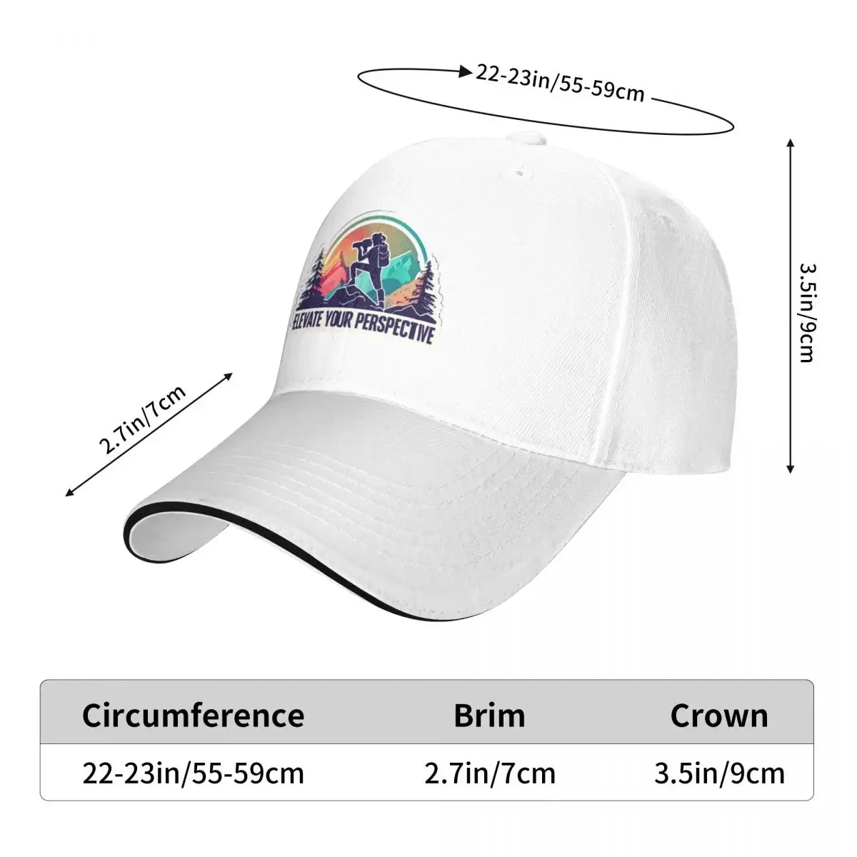 Elevate Your Perspective - Photographer Silhouette Over Mountains Cap Casual Baseball Caps Adjustable Hat Unisex Baseball Hats