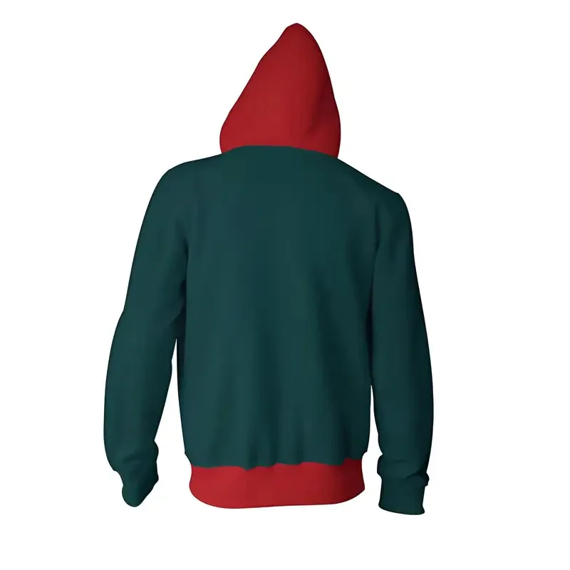 ZA01 Miles Morales Cosplay Costumes for Men, 3D Printing Zipper Jacket, Anime Hoodies, Green Hooded Sweatshirts, Halloween CZa0@