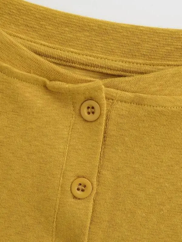 T-shirt sexy ort Sve American Retro Spicy Girl Button Street Sle Summer Base Layer Dimagrante ort Lunghezza One oulder