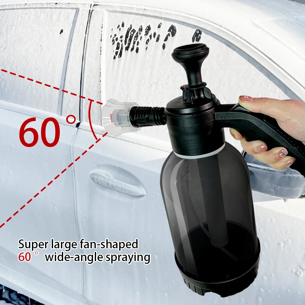 Car 2L Hand Pump Foam Sprayer Nozzle Hand Pneumatic Washer Foam Cannon Snow Foam Auto Wash Spray Bottle for Home Car Cleaning