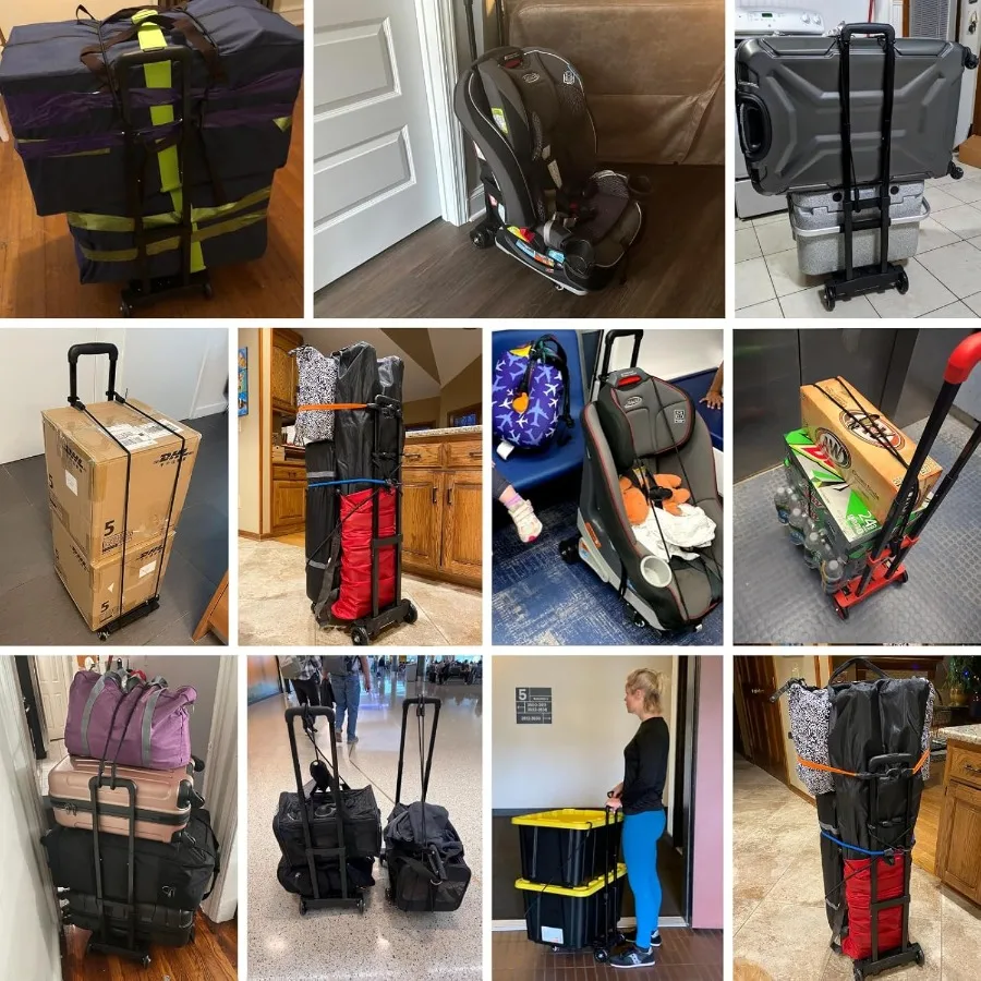 شاحنة يدوية قابلة للطي بسعة 290 رطلًا عربة دوللي مع عجلات شاحنة يدوية قابلة للطي دوللي خفيفة الوزن ومحمولة عربة المرافق لـ Airpor #4