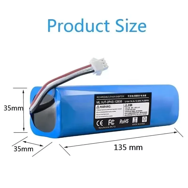 Batería de repuesto 14.4V 12800mAh para robot aspirador Xiaomi Lydsto R1 Pro HD-STYTJ-W03 S1 YM-S1-W03 G2, batería de calidad 4