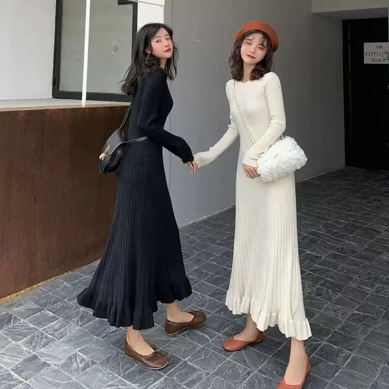 パーティー女性ニットドレスウエディング原宿トレンドエッセンシャルセールファッションレトロ高品質 Y2k フリルかぎ針編みドレス女性のための