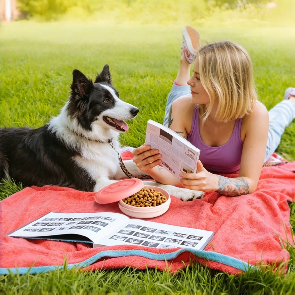 Portable 2 In 1 Pet Travel Bowl With Carabiner Clip Multifun