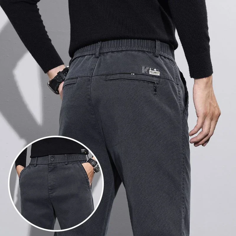 

2025 Spring Summer Men's Commute Straight Leg Slim Fit Pants Men Business Casual Pants Men's Gray Elastic Tight Narrow Leg Pants