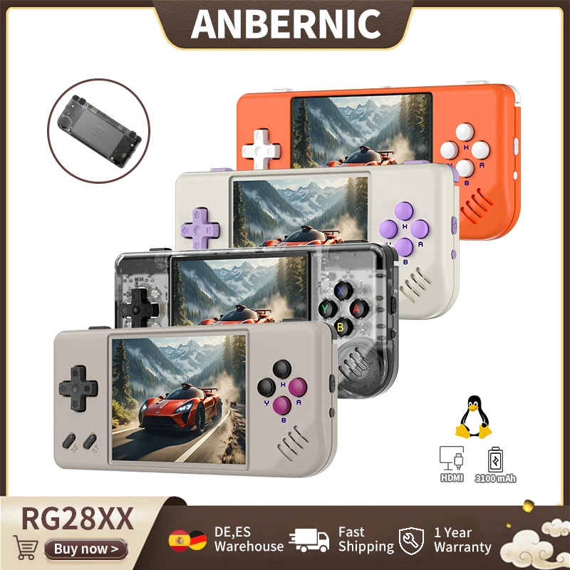 Anbernic RG28XX Console de jeu portable 2.83 "écran IPS Linux 64 bits 3100 mAh lecteur de jeu plus de 5000 jeux prend en charge la sortie HD sans fil TV