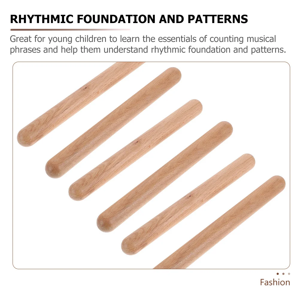 

6Pcs Portable Rhythm Sticks Wooden Musical Sticks for Children 3-5 Years Classroom Use Fun Beat Training Educational Accessory