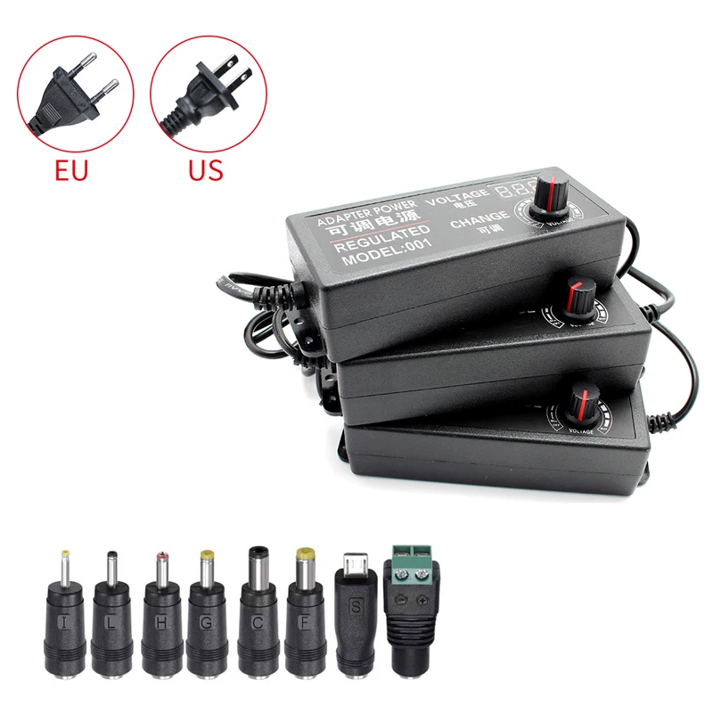 Adjustable Power Supply AC DC Source Universal Adapter 3V-24V 3V-12V 9V-24V LED Lighting Transformer 12V 24V 2A 3A 5A LED Driver