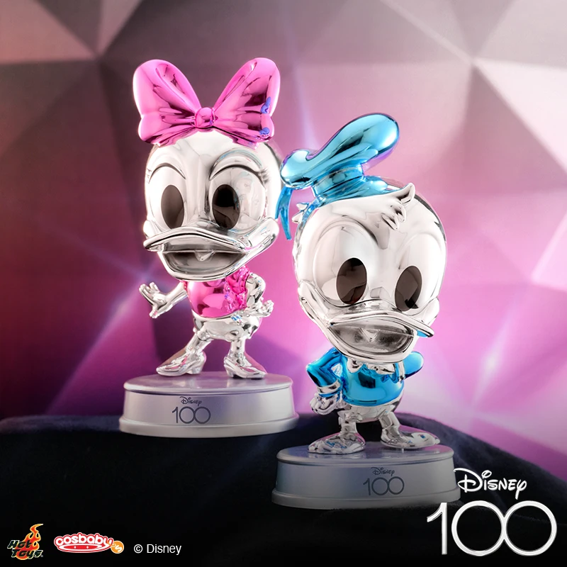 Disney 100 Year Series Donald Duck Daisy Mickey Mouse Winnie Stitch Electroplated Cosbaby Collection Doll Cartoon Model Toy Gift