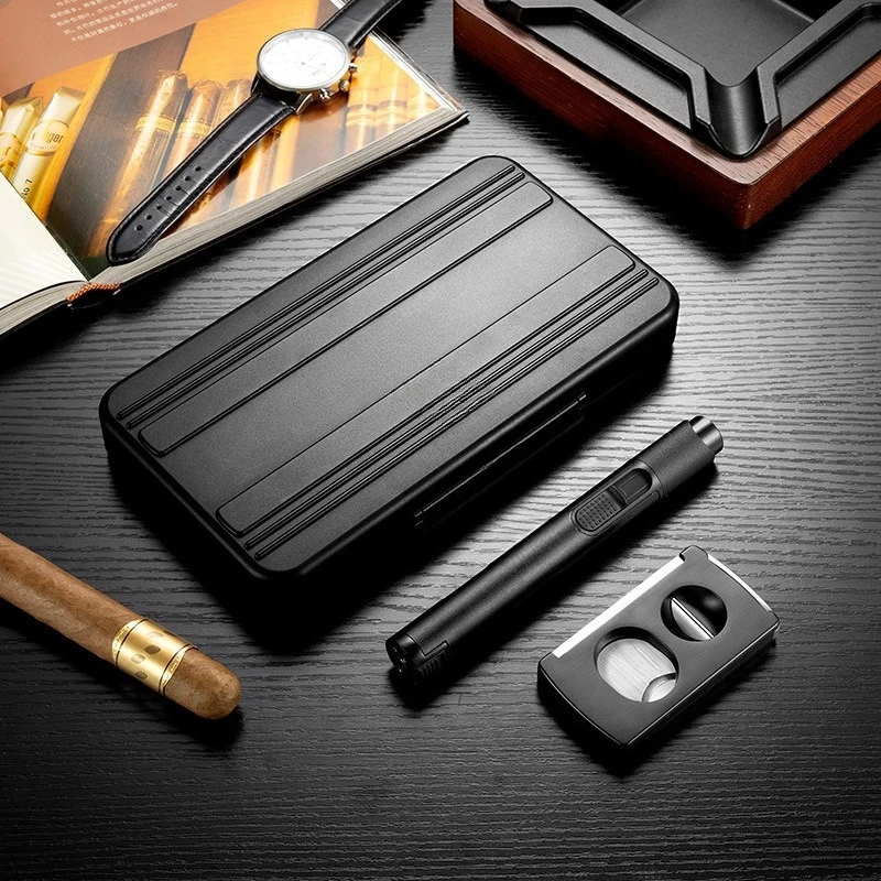 Convenient humidor, multi-function cigar three-piece set, humidor