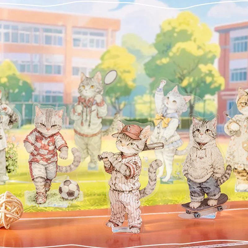 Mr Paper 60 pezzi Cat's Club Day Series Adesivi in PET a tema gatto Manuale fai da te Collage Journal Notebook Album Custodia per telefono Tazze per laptop