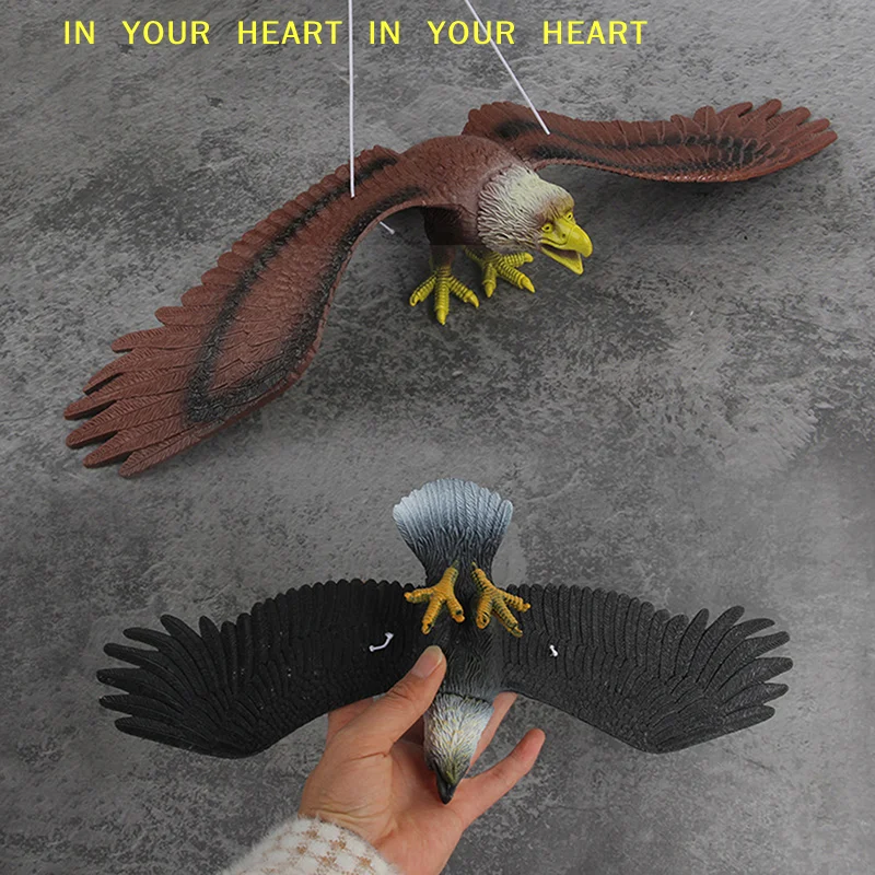 【X】1 Piece Outdoor Eagle Figurine Hanging Bird Deterrent Plastic Eagle Ornament Vivid Flying Bird Hawk Decoy Garden Scarecrow view 2