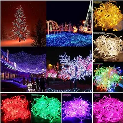 Guirnalda de luces Led de Navidad, iluminación de vacaciones con enchufe de la UE, 9 colores, 8 modos, AC220V, 10M, 100Led