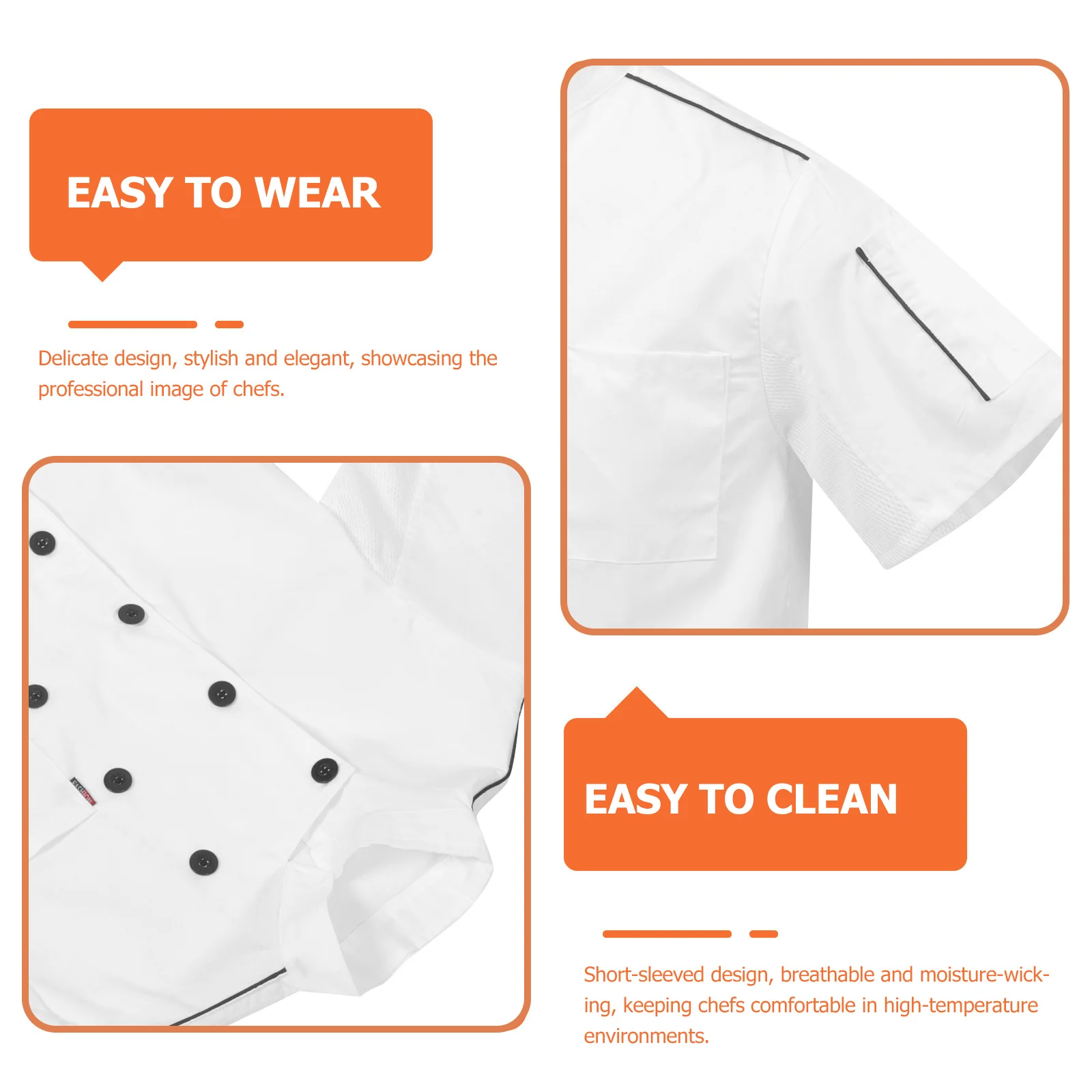 Short Sleeve Chef Coat Restaurant Kitchen Uniform Breathable Moisture Wicking Workwear Professional Cook Jacket For Men