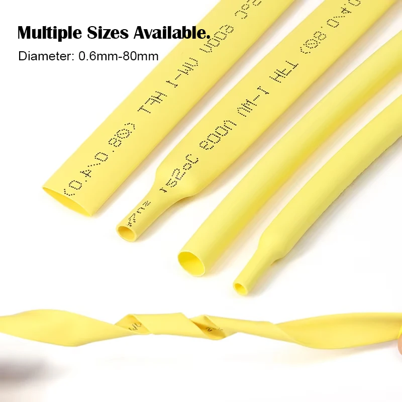 1-25M Geel 2:1 Krimpkous Dia 0.6mm ~ 80mm Polyolefine PE DIY Kabel Reparatie Krimpkous Case Mouw Draad Schede Wrap