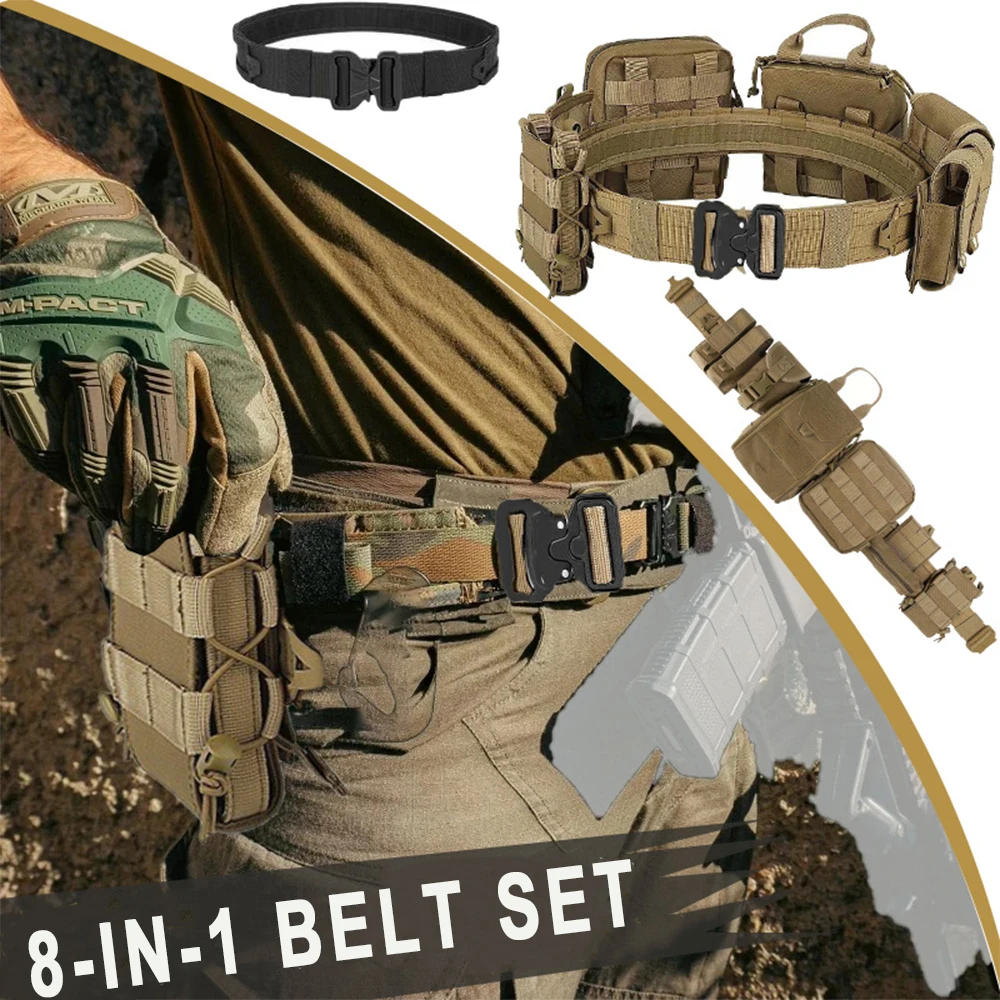 

8-in-1 Tactical Belt Set Molle Airsoft Outdoor Multi-Functional Duty Belt Set for Daily Commuting Hunting Simulated Training
