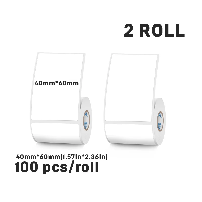 SINMARK 2 ม้วนป้ายความร้อนสติกเกอร์สีขาว 40 มม.กว้างกันน้ําป้ายกระดาษ DIY หมวดหมู่ชุดสําหรับ Phomemo แบบพกพาเครื่องพิมพ์