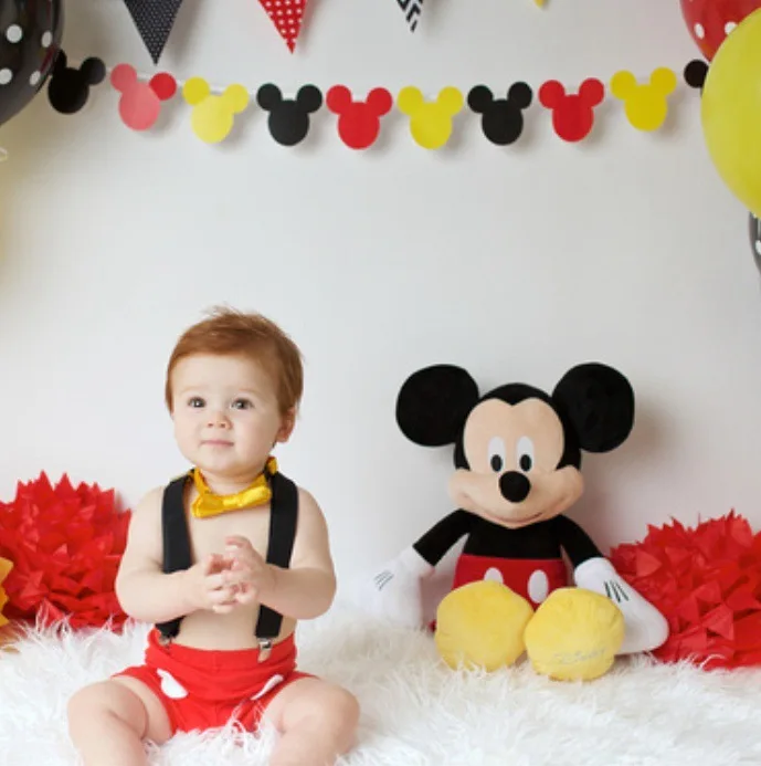 Baby Clothe set Cake ah Outfit Dsetruction Newborn Pant Children' Birthday Photograph Dreing set Mickey Playuit