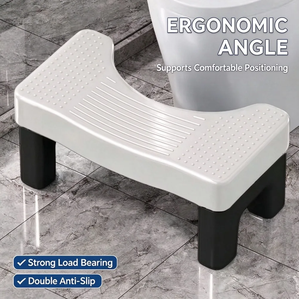 Ergonomic Toilet Stool for Bathroom, Non-Slip PP Plastic Toilet Step Stool, 35° Squatting Posture Helper, Potty Stool for Adults