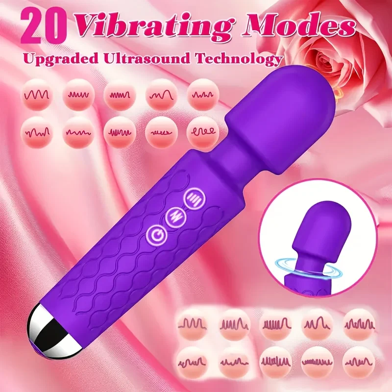 AV هزاز عصا مدلك شخصي البظر محفز لعبة الجنس للنساء 20 الاهتزاز 8 سرعة قابلة للشحن الهزاز الصغير ألعاب جنسية