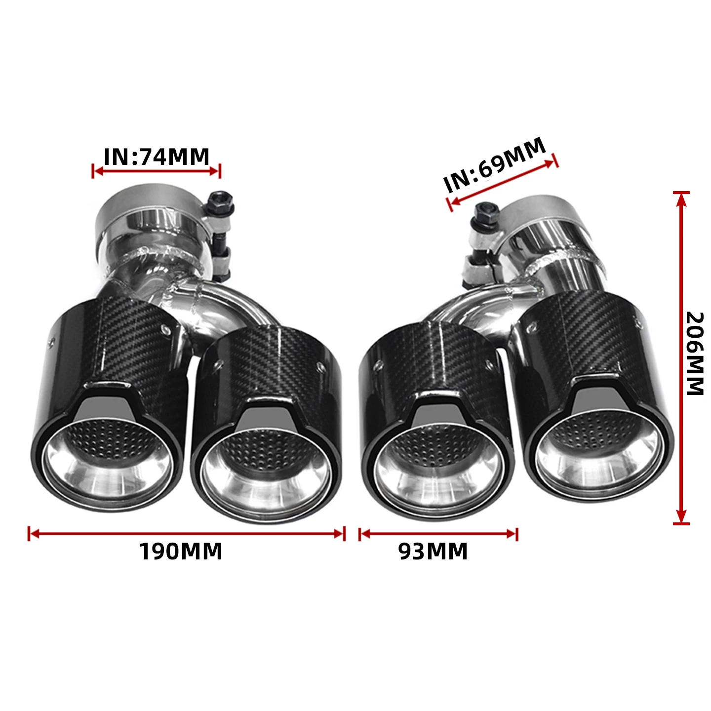 DEX M5 Style Carbon Fiber Stainless Steel 1.5mm Thick Exhaust Tip 5 Series G30/G31 2017-2024 Sport Quad Muffler Nozzle Tailpipe