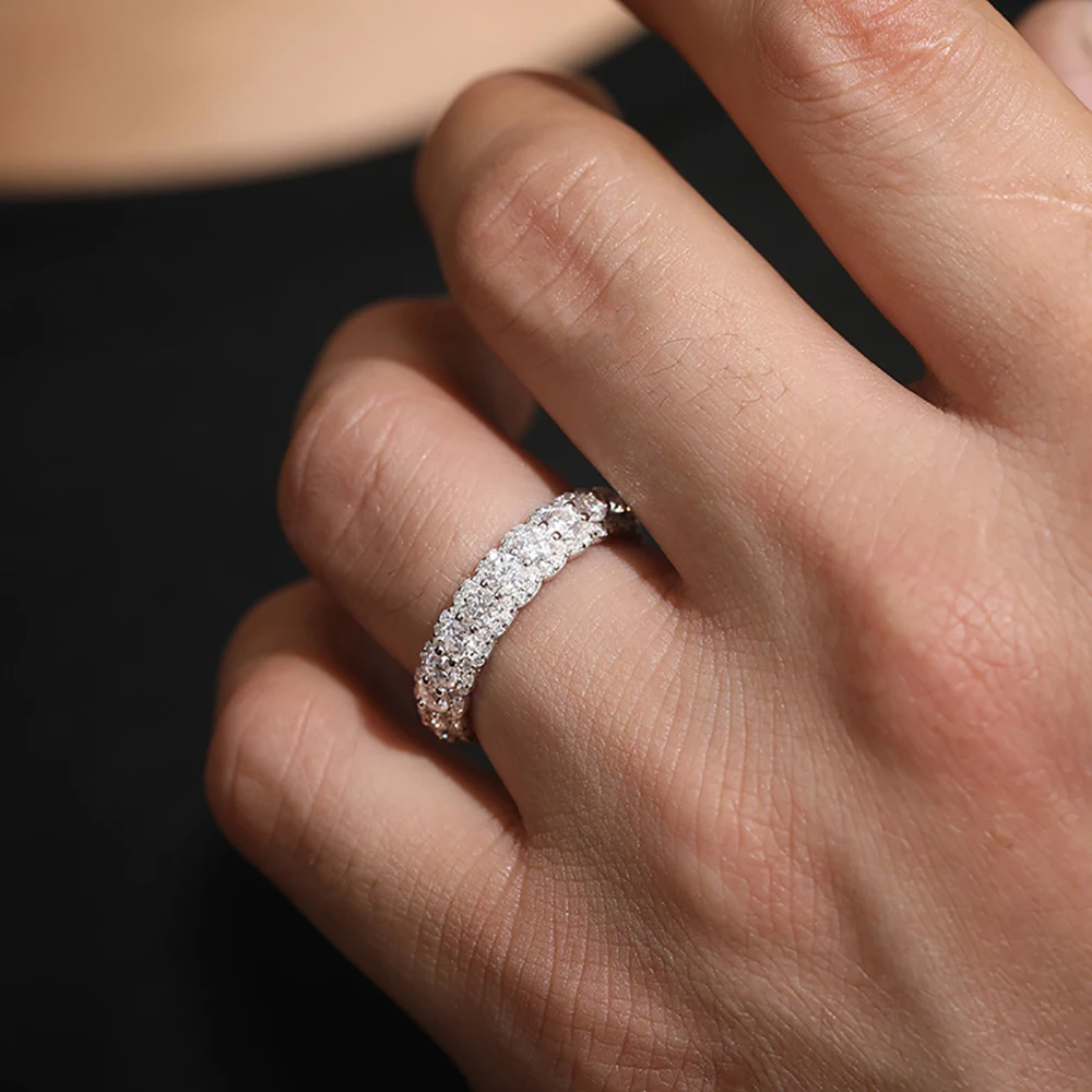 Serenity 3mm All Moissanite Rings For Women Girl Gift S925 Sterling Silver Sparkling Lab Diamond Wedding Rings Jewelry Wholesale
