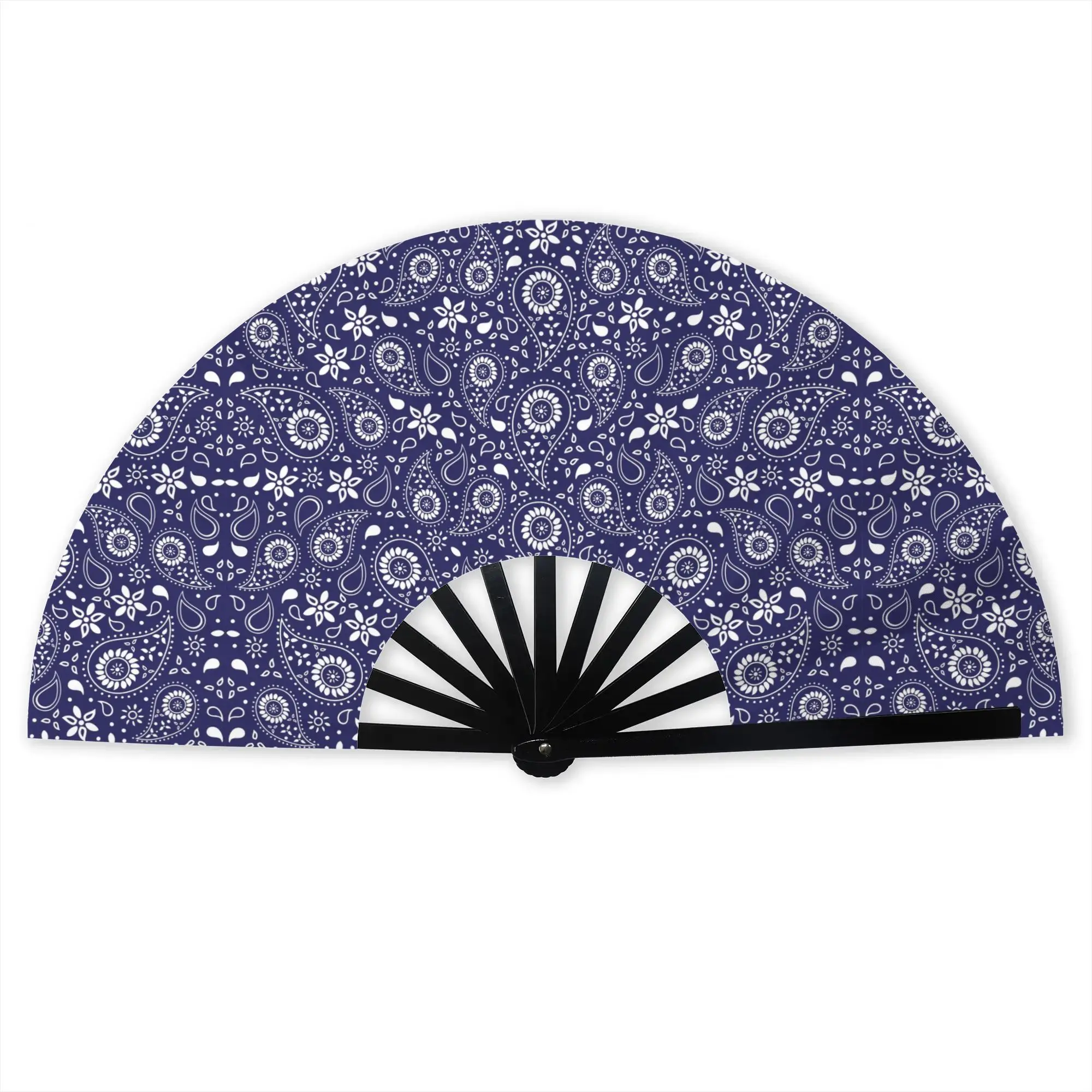 Bohemian Style Bandanna Paisley Floral Pattern Stylish Hand Fan Unisex  Printed Polyester Fan Trendy For Dancing Gift