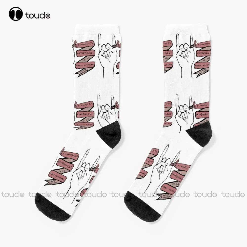 Feminist Women Rights Goverment Explicit Sublimation Socks Mens Novelty Socks 360° Digital Print Street Skateboard Socks 1Pair