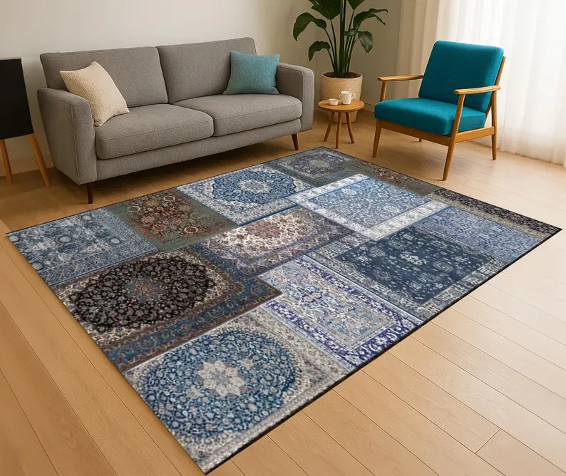 Trees with Red Flowers Rugs Red Rugs Nature Scenery Rug View Rugs Nature Life Rug, Home Decor Rug Red Leaves Rug 2D Printed Rug