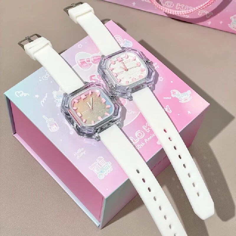 Sanrio 50th Collaboration Hello Kitty Women Electronic Watch Girls Middle And High School Students Girls Birthday Gift 2024 New