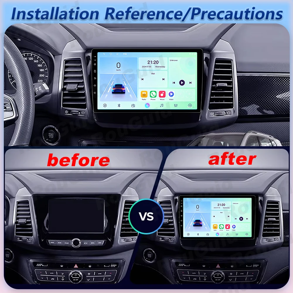 Car Radio Autoradio Carplay Android For SsangYong Rexton Y450 Y400 Musso 2 2018 - 2021 GPS Navigation Video Multimedia Player BT