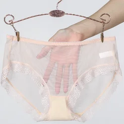 Female Underwear Full Transparent Panties Sexy Mid-Rise Lace Briefs L-XXXL Big Size Panty Ultra Thin Mesh Lingerie Women New