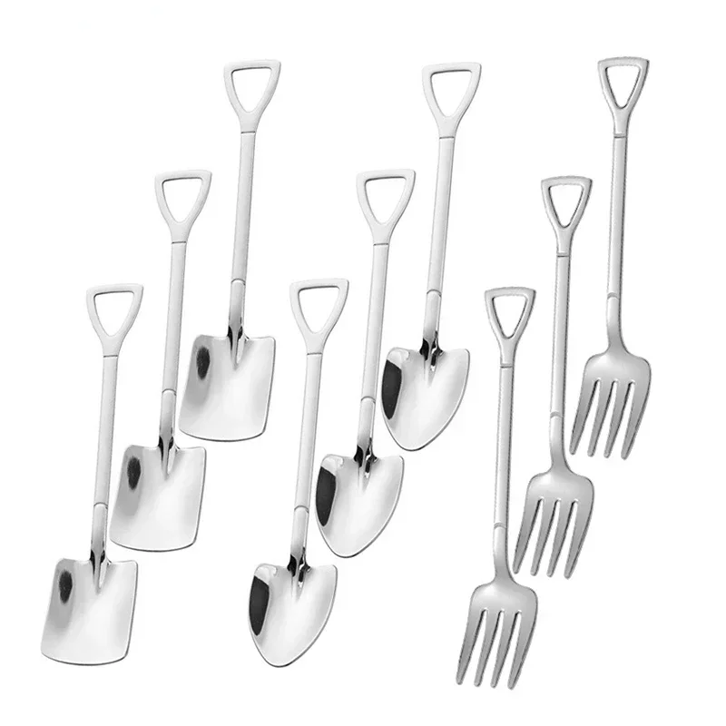 

Shovel Spoon Fork Shovel Coffee Spoon Set Shovel Handle Dessert Spoon Ice Cream Shape Fork Fruit Fork