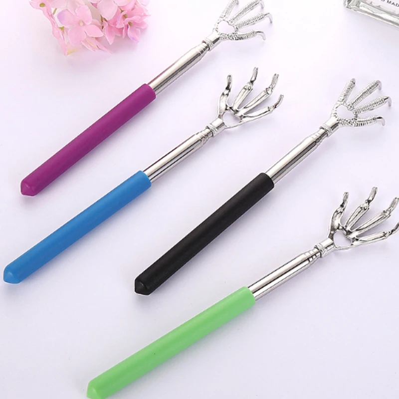 Telescópico Metal Back Scratchers, portátil extensível, Eagle Claw, massageador de mão, Backslap com alças de borracha, 1Pc