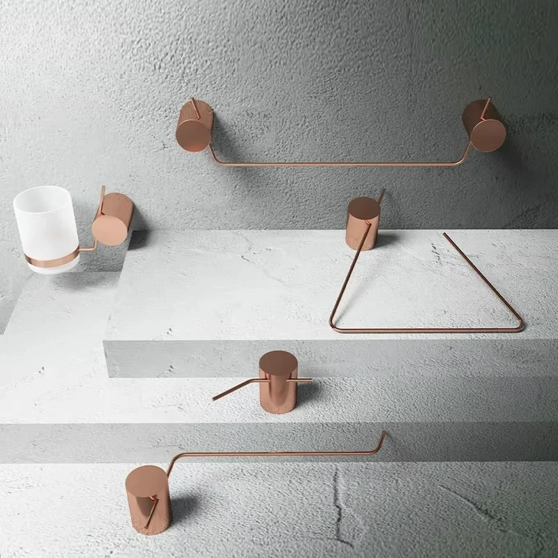 

Brass Luxury Bathroom Accessories Set Rose Gold Toilet Accessories Shower Accessories