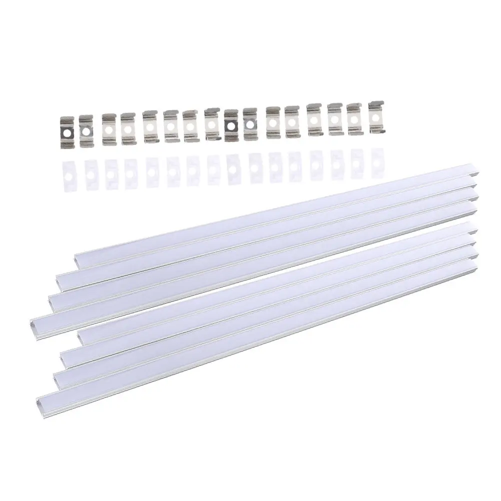 

8Sets LED Strip Diffuser Groove Aluminum Housing for Smooth Lighting Effect Light Cover Track System Kit