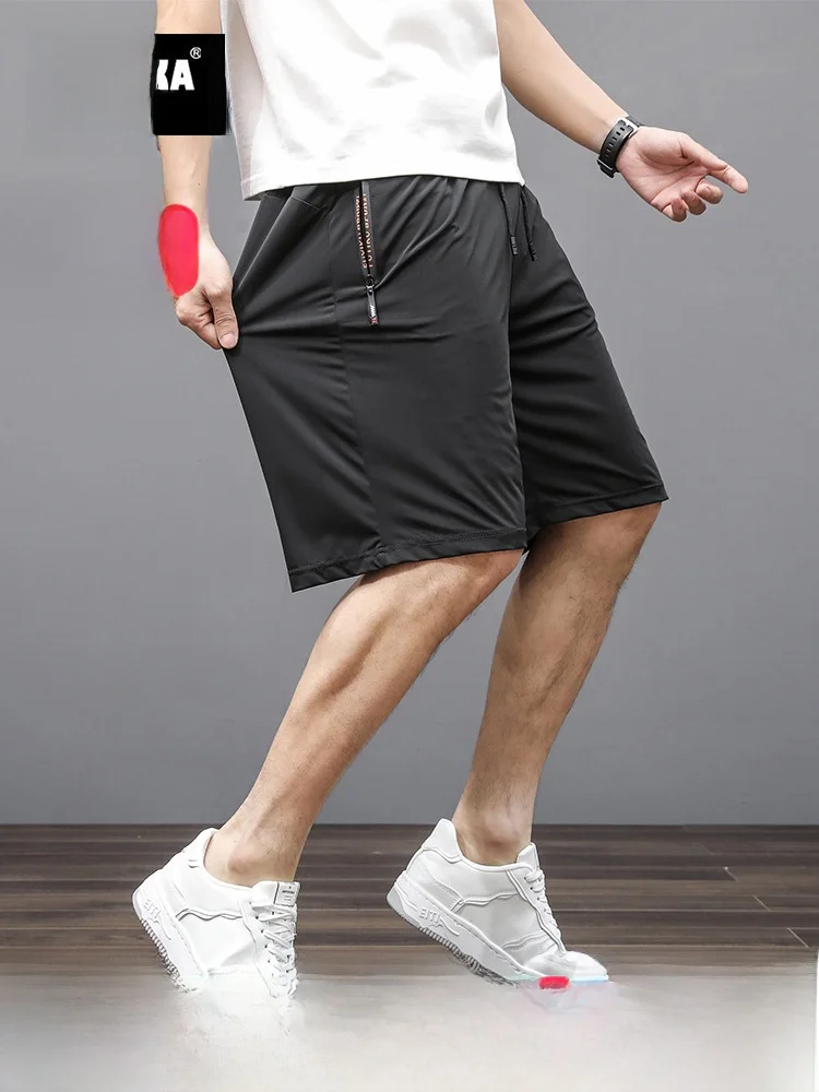 

Ice Silk Straight Leg Casual orts plus Size for Fat Men Summer Faion Brand Loose Fit Five-Quarter Pants Youth Vitali Sle