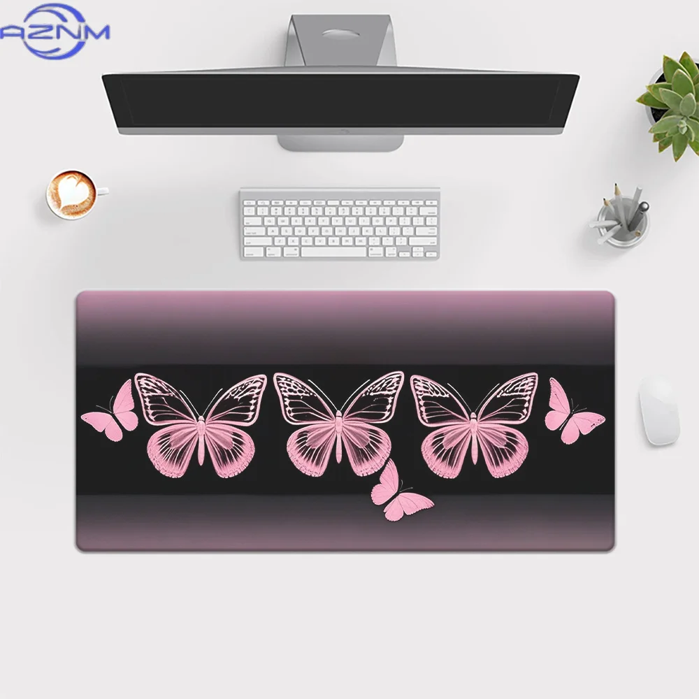 1pc a Pink Butterfly High-Definition Printed XXL Gaming Mouse Pad And Desk Mat - Features a Multi-Functional Non-Slip Surface, a