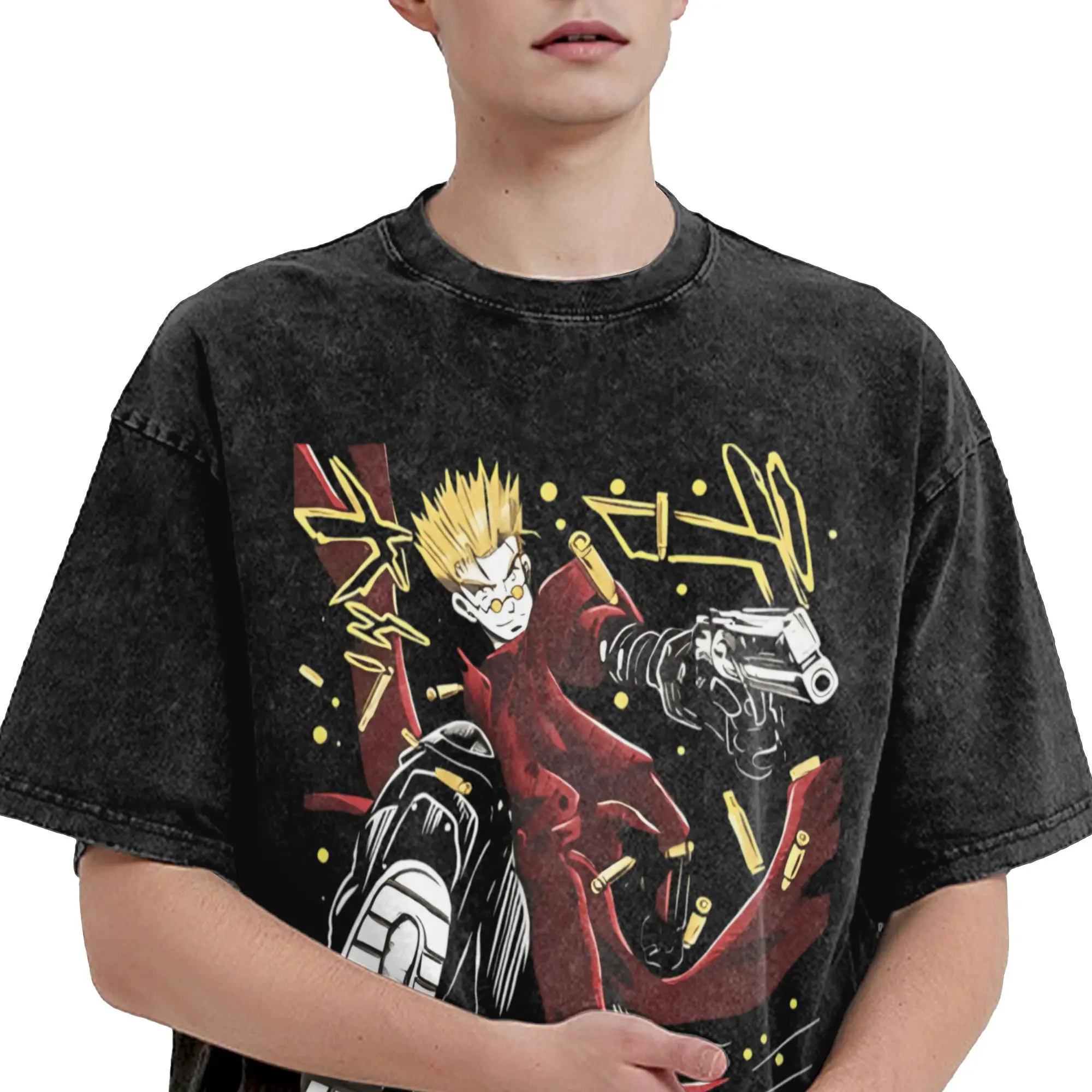 أنيمي تريجون نيكولاس D التدافع غسلها تي شيرت رجل خمر تي شيرتات قطن الشاطئ تنفس تتجه تيز فضفاض بلوزات كبيرة الحجم