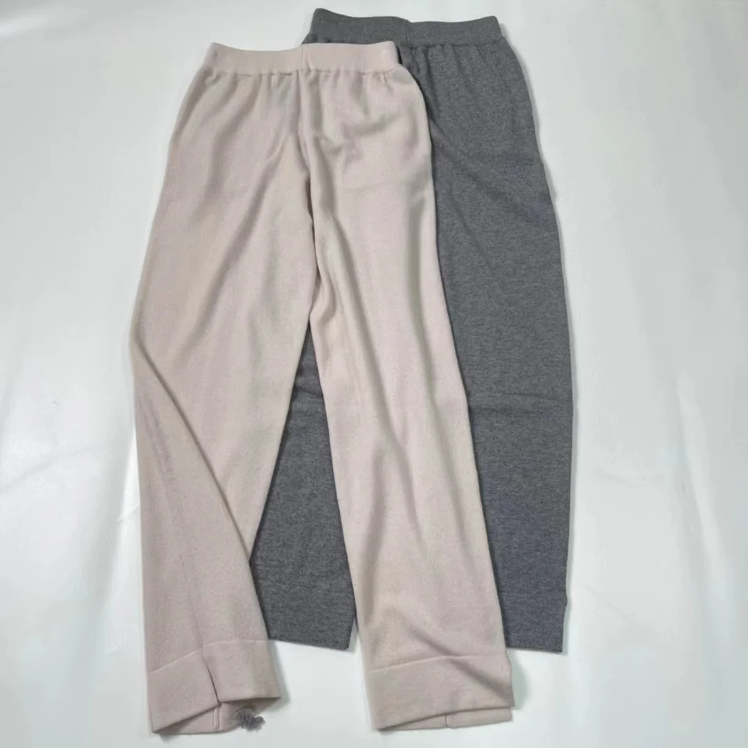 Casual Style Knitted Pants, 100% Cashmere, High Quality