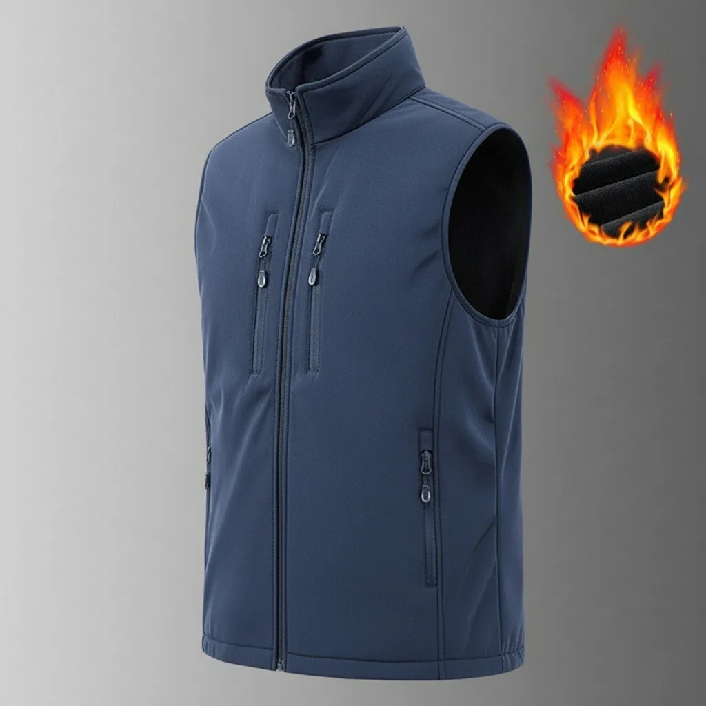 

Mens Softshell Vest Premium Trekking Wind Resistant Warm Jacket Stylish Outdoor Cold Proof Autumn Winter Sleeveless Waistcoat
