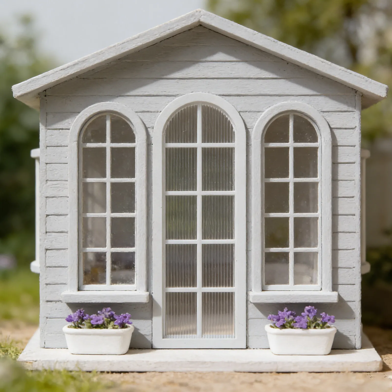 2Pcs Realistic Floor-to-Ceiling Dollhouse Miniature Window Plastic Frames for Mini House Interior Decor 7.9x2.8 Inch Bright