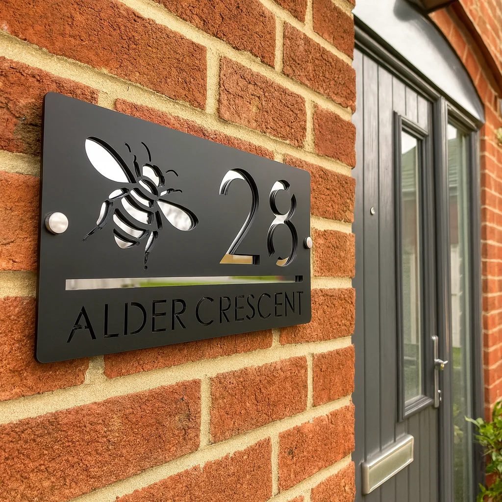 

Персонализированная табличка с номером дома с дизайном пчелы, акриловая дверная вывеска на заказ, уличная современная адресная табличка, водонепроницаемая настенная вывеска с именем