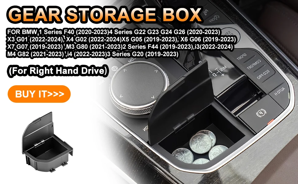 Storage Box For BMW G20 G01 G05 G07G26 G02 G06 F40 2 3 4 Series I4 X3 X4 X5 X6 M4 Modificate LHD Car Console Gear Shift Lever
