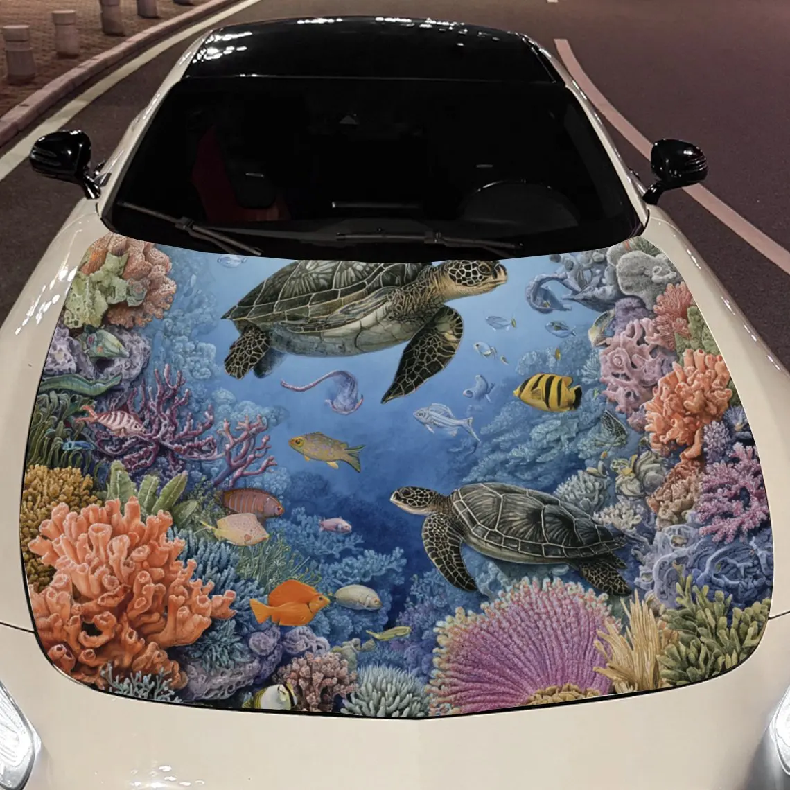 

Подводный мир: Рыбы и морские черепахи Виниловые наклейки на капот автомобиля Защитная поверхность автомобиля Наклейка Украшение автомобиля Крышка Виниловые обертки Wat