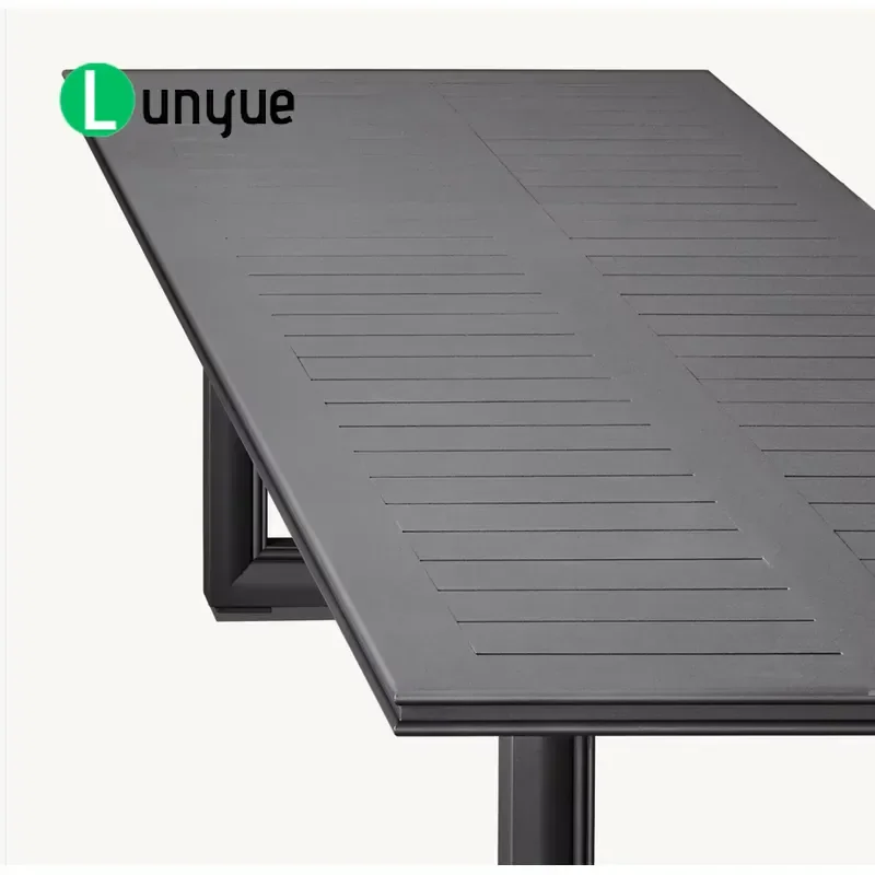 Modern All Weather Powder Coated Aluminum Rectangular Dining Table Customizable Colors For Outdoor Garden Terrace Hotel