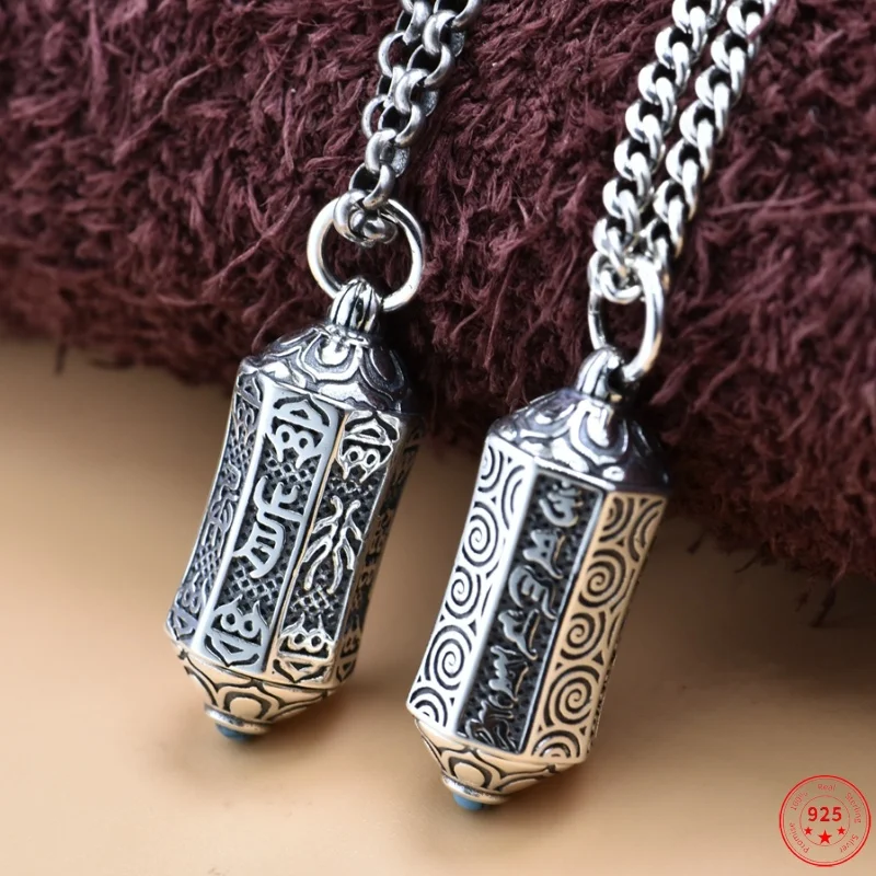 S925 Sterling Silver Charms Pendants for New Fashion Gawu Box Can be Opened Cinnabar Bottle Six Truths Jewelry Wholesale