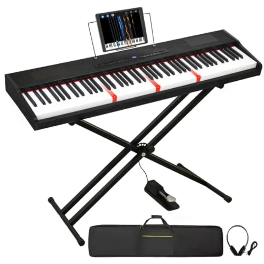 

Digital Piano 88 Key Semi Weighted Keyboard, Piano Keyboard 88 Key for Beginners with Lighted Up Keys, Portable Electric Piano