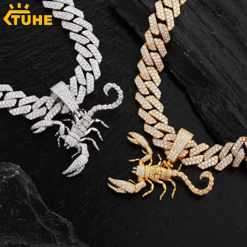 

Кулон-ожерелье TUHE унисекс с медным изображением скорпиона, с цирконами 5А, серебристого цвета, для женщин, в стиле хип-хоп, из латуни, подарок