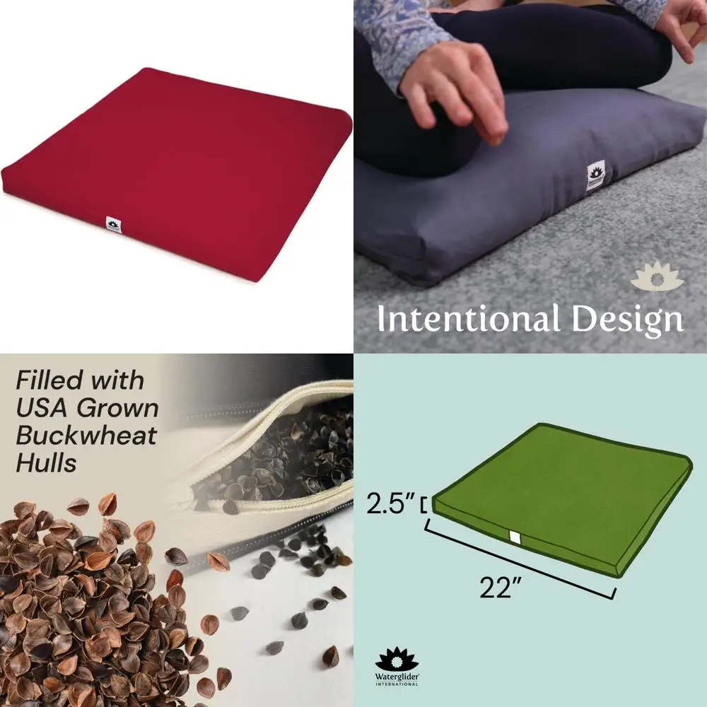 وسادة تأمل مملوءة بالحنطة السوداء، مقاس 23 × 23، للجلوس المريح في خط الكسوف